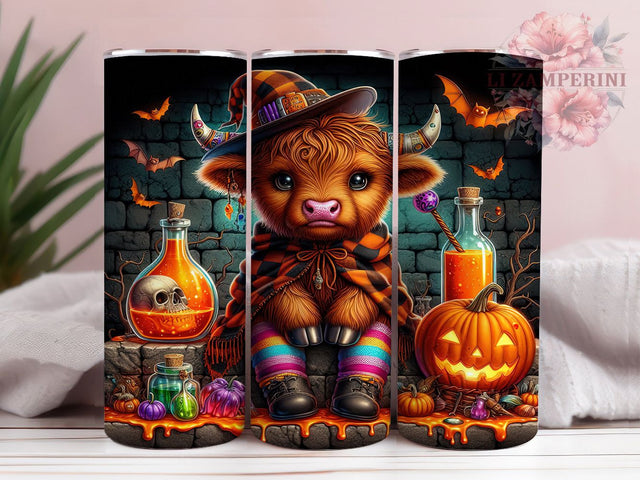 Halloween Witch Highland Cow Tumbler Wrap, Spooky Witch Mug, Highland Cow Art, 20Oz Tumbler Wrap, Sublimation Design, Farmhouse Halloween Print, Rustic Witch Drinkware Sublimation Li Zamperini 