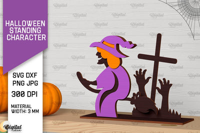 Halloween Witch Laser Cut Design. Halloween Decoration SVG SVG Evgenyia Guschina 