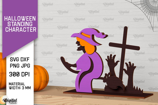 Halloween Witch Laser Cut Design. Halloween Decoration SVG SVG Evgenyia Guschina 