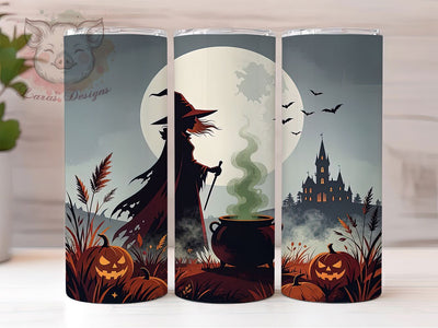 Halloween Witch Moon 20oz Tumbler, Witch Motif, Moon Design, Halloween Theme, Mystical Style, Spooky Charm, 20oz Wrap, Sublimation Tumbler Sublimation Lara' s Designs 