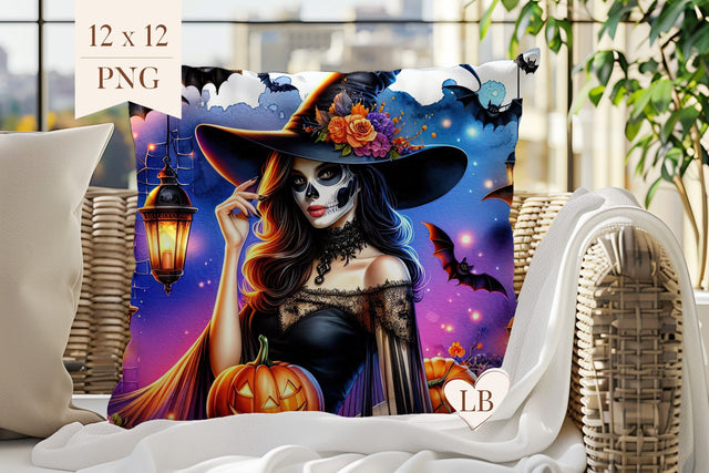 Halloween Witch Pillow Sublimation - Pillow Cover PNG Sublimation BijouBay 