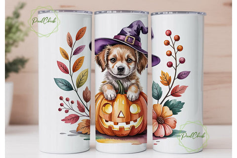 Halloween Witch Puppy 20oz Tumbler Wrap Sublimation PixelChick 