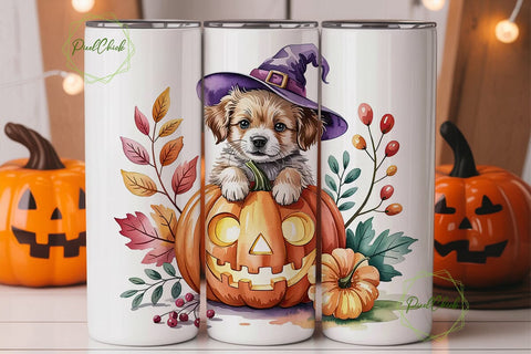 Halloween Witch Puppy 20oz Tumbler Wrap Sublimation PixelChick 