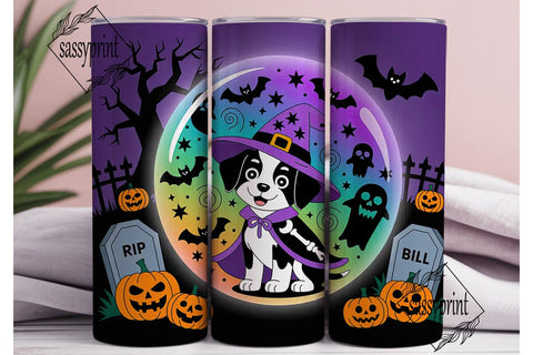 Halloween Witch Puppy 20oz Tumbler Wrap Sublimation sassyprint 