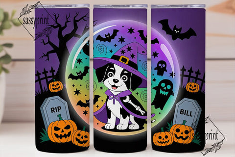 Halloween Witch Puppy 20oz Tumbler Wrap Sublimation sassyprint 