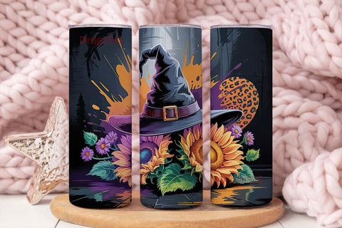 Halloween Witch Sunflower Tumbler Wrap Sublimation DesignSVG 
