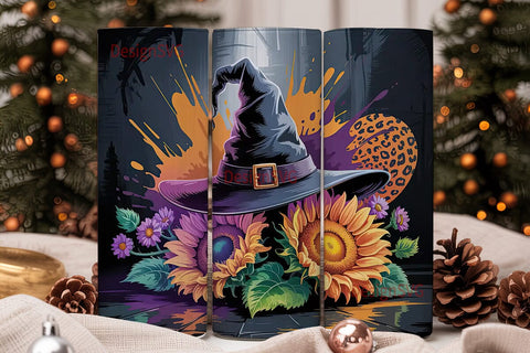 Halloween Witch Sunflower Tumbler Wrap Sublimation DesignSVG 