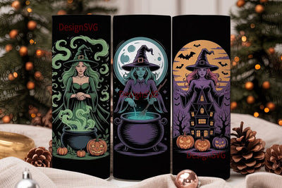 Halloween Witch Trio 20oz Tumbler Wrap Sublimation DesignSVG 