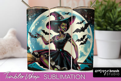 Halloween Witch Tumbler Wrap - Retro Tumbler Sublimation Sublimation OrangeBrushStudio 