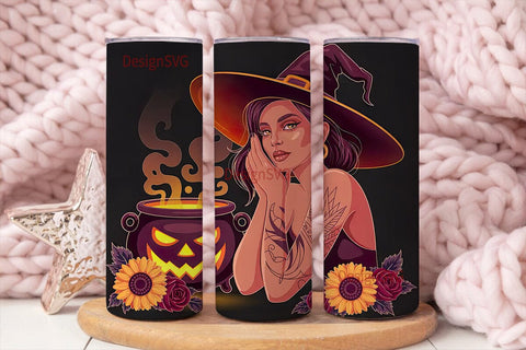 Halloween Witch Tumbler Wrap Sublimation DesignSVG 