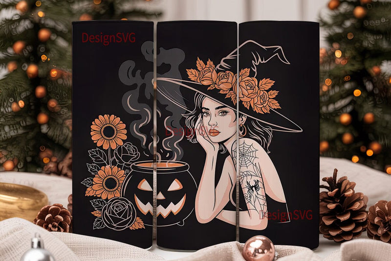 Halloween Witch Tumbler Wrap Sublimation DesignSVG 