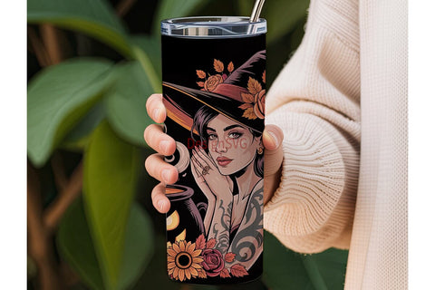 Halloween Witch Tumbler Wrap Sublimation DesignSVG 