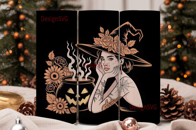 Halloween Witch Tumbler Wrap Sublimation DesignSVG 