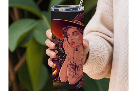 Halloween Witch Tumbler Wrap Sublimation DesignSVG 
