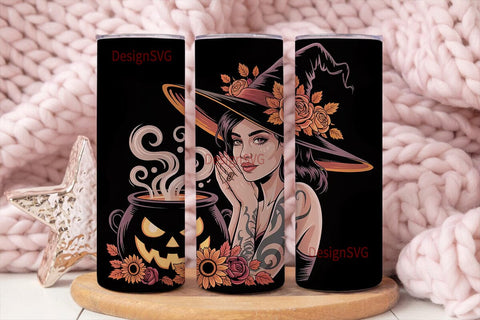 Halloween Witch Tumbler Wrap Sublimation DesignSVG 