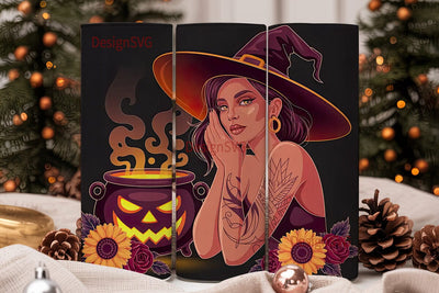 Halloween Witch Tumbler Wrap Sublimation DesignSVG 
