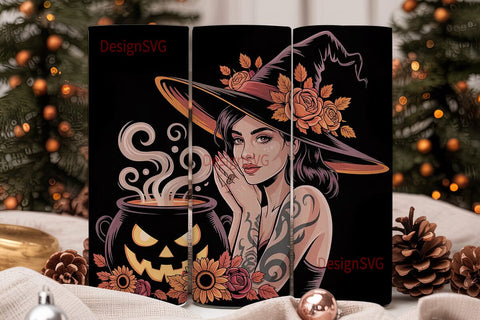 Halloween Witch Tumbler Wrap Sublimation DesignSVG 