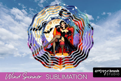 Halloween Witch Wind Spinner - Retro Witch Wind Spinner PNG Sublimation OrangeBrushStudio 