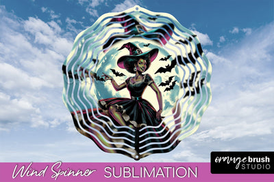 Halloween Witch Wind Spinner - Retro Witch Wind Spinner PNG Sublimation OrangeBrushStudio 