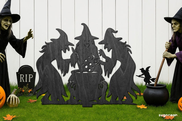 Halloween Witches Garden Stake Laser Cut SVG SvgOcean 