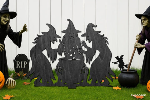 Halloween Witches Garden Stake Laser Cut SVG SvgOcean 