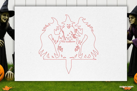 Halloween Witches Garden Stake Laser Cut SVG SvgOcean 