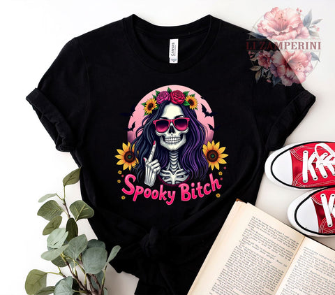 Halloween Woman, Sunflowers Graphic, Spooky Bitch, PNG Download, Digital Sublimation, Halloween Decor, Fall Aesthetic, Witchy Vibes Sublimation Li Zamperini 