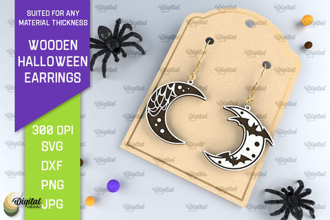Halloween Wooden Earrings Laser Cut Bundle. Halloween SVG SVG Evgenyia Guschina 
