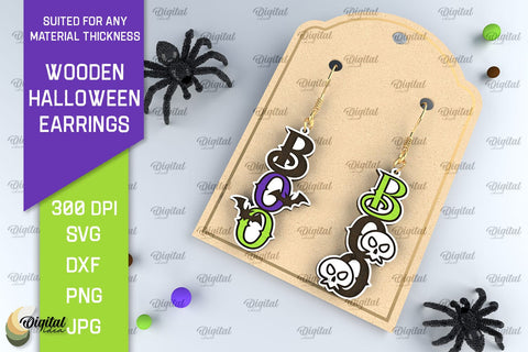 Halloween Wooden Earrings Laser Cut Bundle. Halloween SVG SVG Evgenyia Guschina 