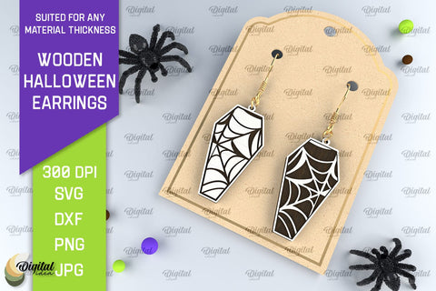 Halloween Wooden Earrings Laser Cut Bundle. Halloween SVG SVG Evgenyia Guschina 