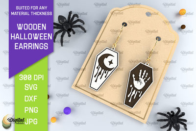 Halloween Wooden Earrings Laser Cut. Halloween Earrings SVG SVG Evgenyia Guschina 