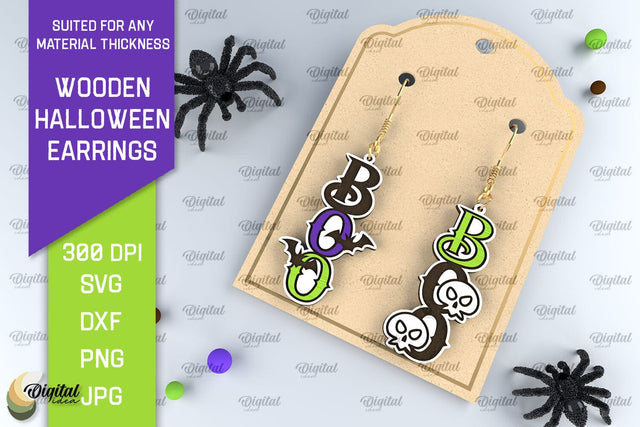 Halloween Wooden Earrings Laser Cut. Halloween Earrings SVG SVG Evgenyia Guschina 
