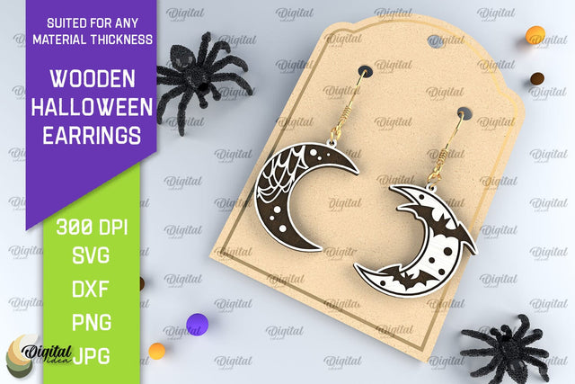 Halloween Wooden Earrings Laser Cut. Halloween Earrings SVG SVG Evgenyia Guschina 