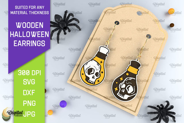 Halloween Wooden Earrings Laser Cut. Halloween Earrings SVG SVG Evgenyia Guschina 