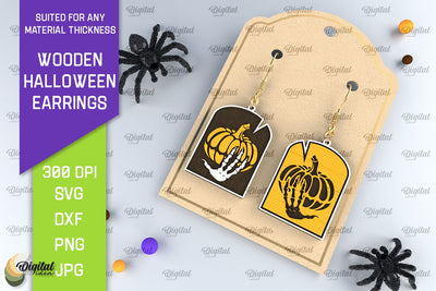 Halloween Wooden Earrings Laser Cut. Halloween Earrings SVG SVG Evgenyia Guschina 