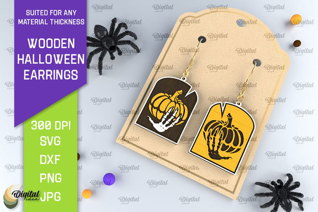 Halloween Wooden Earrings Laser Cut. Halloween Earrings SVG SVG Evgenyia Guschina 