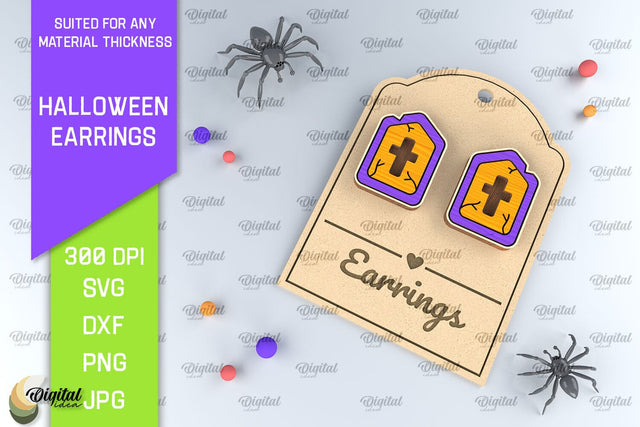Halloween Wooden Earrings Laser Cut. Halloween SVG Design SVG Evgenyia Guschina 
