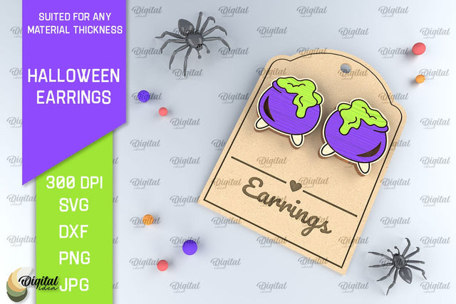 Halloween Wooden Earrings Laser Cut. Halloween SVG Design SVG Evgenyia Guschina 