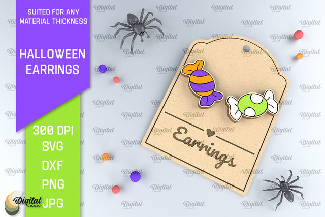 Halloween Wooden Earrings Laser Cut. Halloween SVG Design SVG Evgenyia Guschina 