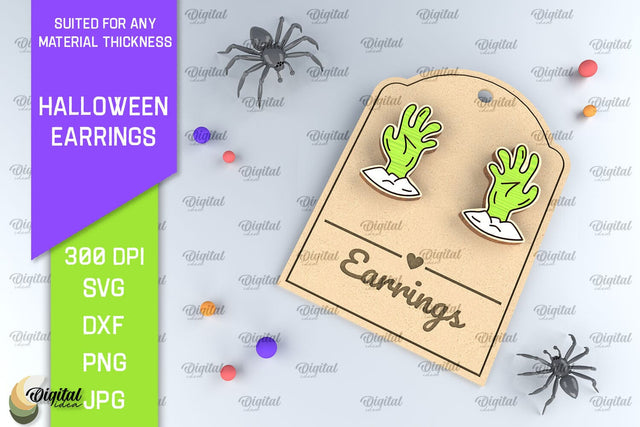 Halloween Wooden Earrings Laser Cut. Halloween SVG Design SVG Evgenyia Guschina 
