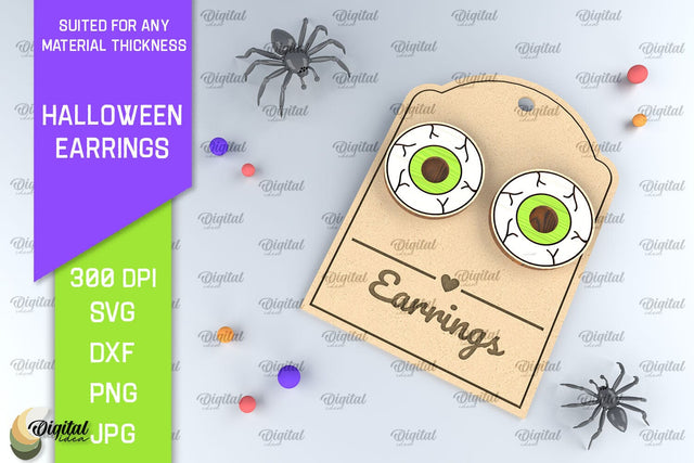 Halloween Wooden Earrings Laser Cut. Halloween SVG Design SVG Evgenyia Guschina 