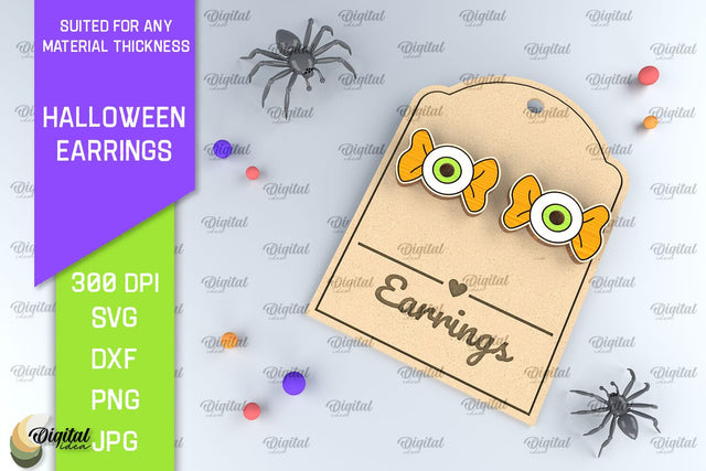 Halloween Wooden Earrings Laser Cut. Halloween SVG Design SVG Evgenyia Guschina 