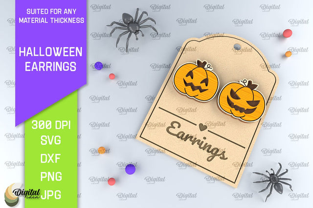 Halloween Wooden Earrings Laser Cut. Halloween SVG Design SVG Evgenyia Guschina 
