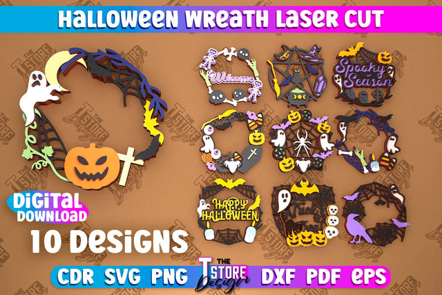 Halloween Wreath Bundle | Door Sign | Porch Decorating | Wall Décor | CNC Files SVG The T Store Design 