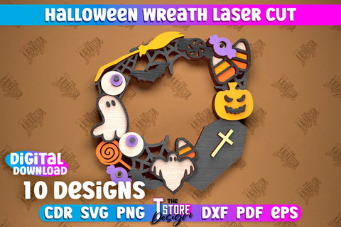 Halloween Wreath Bundle | Door Sign | Porch Decorating | Wall Décor | CNC Files SVG The T Store Design 