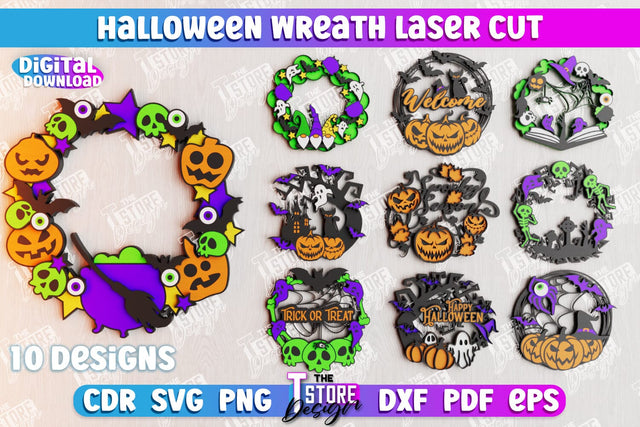 Halloween Wreath Bundle | Door Sign | Porch Decorating | Wall Décor | CNC Files SVG The T Store Design 