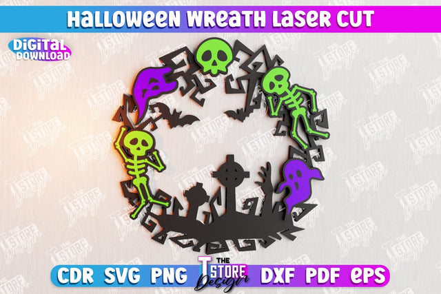 Halloween Wreath | Door Sign | Porch Decorating | Wall Décor | CNC File SVG The T Store Design 