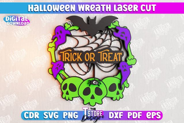 Halloween Wreath | Door Sign | Porch Decorating | Wall Décor | CNC File SVG The T Store Design 