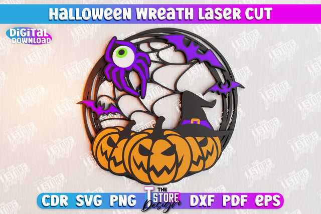 Halloween Wreath | Door Sign | Porch Decorating | Wall Décor | CNC File SVG The T Store Design 