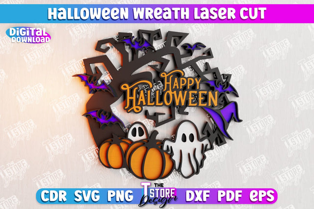 Halloween Wreath | Door Sign | Porch Decorating | Wall Décor | CNC File SVG The T Store Design 